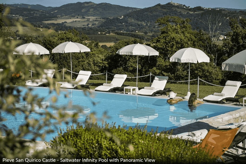 Pieve San Quirico Castle - Saltwater Infinity Pool with Panoramic View, Adventure Travel 365